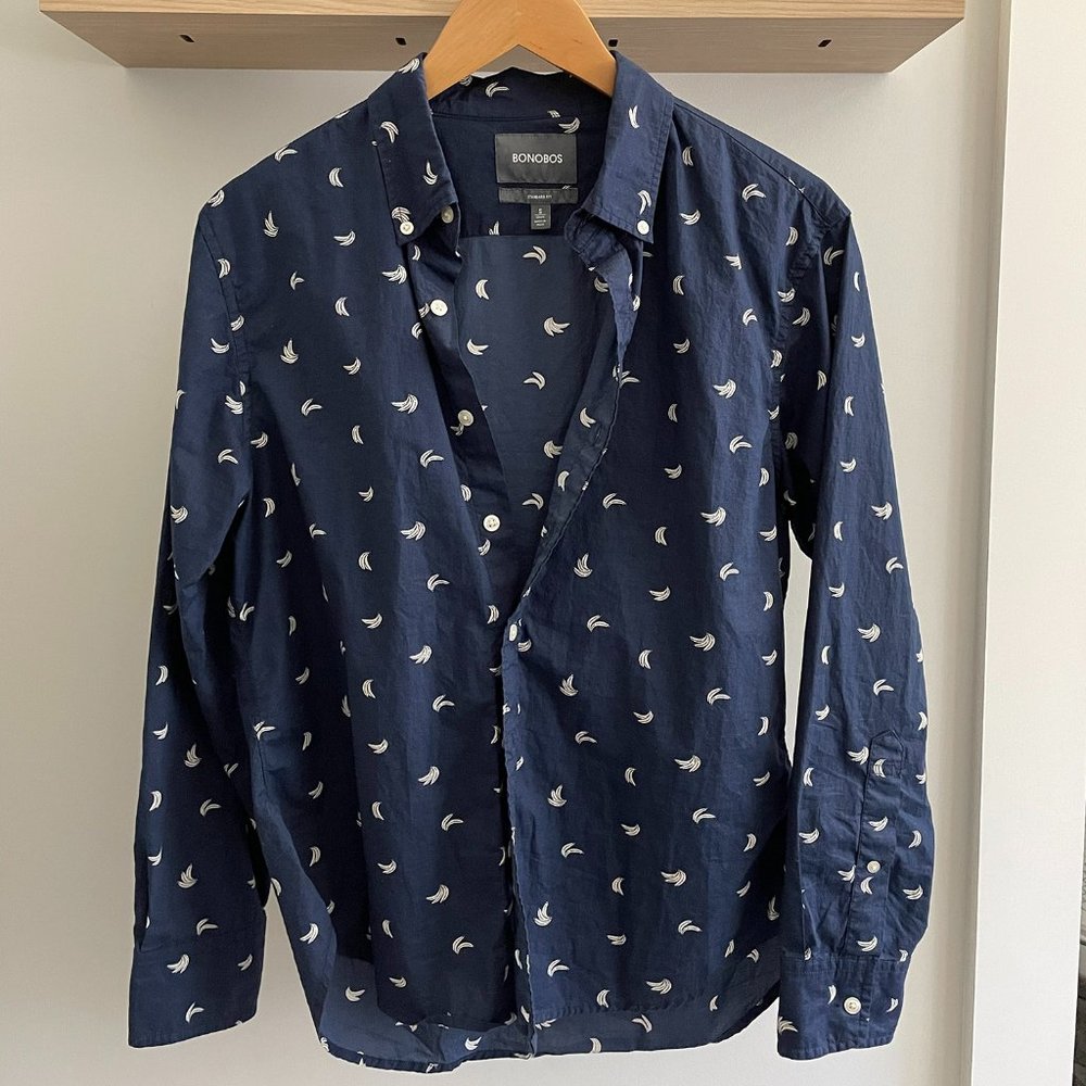 Bonobos Button-Up Shirt Casual Bananas Banana Print Size SMALL Short